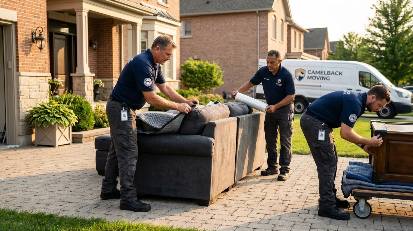 Large estate moving crew wrapping furniture in Blair, WI